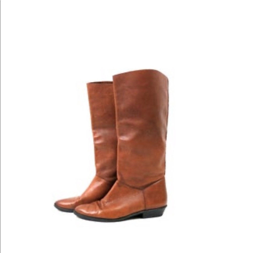 Vintage brown leather slouchy boots